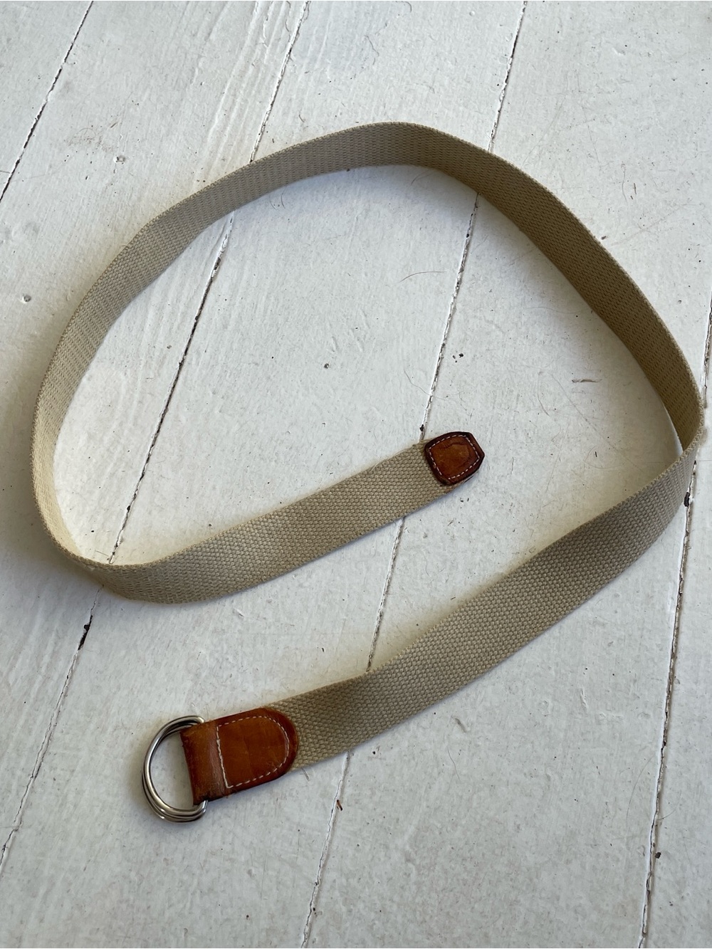 Vintage Patagonia cotton webbing belt with leather accents